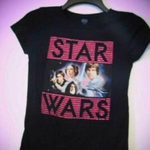Star Wars Kids Black T-Shirt Size Large Luke Leia